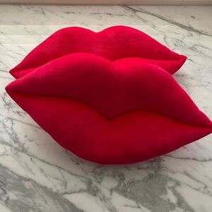 Pair of Red Lip Velvet Pillows